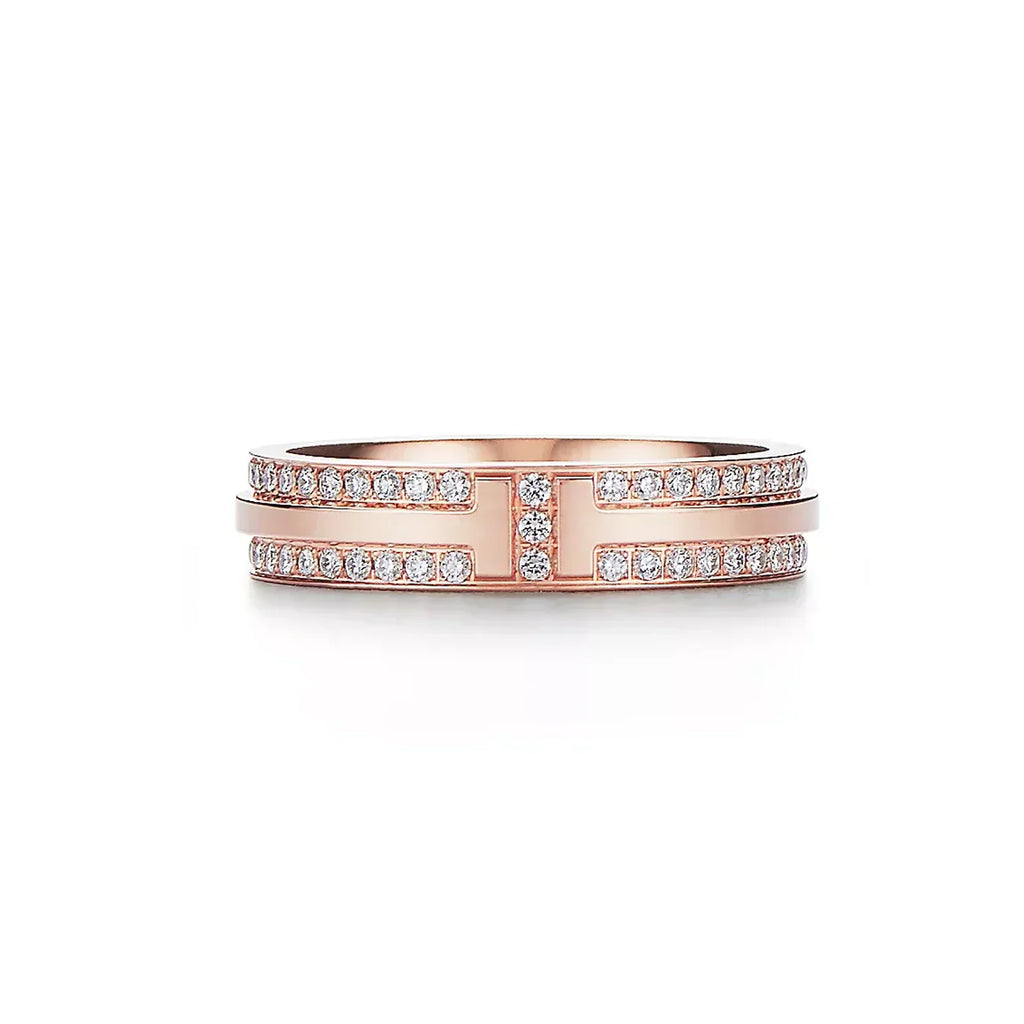 18K Tiffany Narrow Pave Diamond Ring