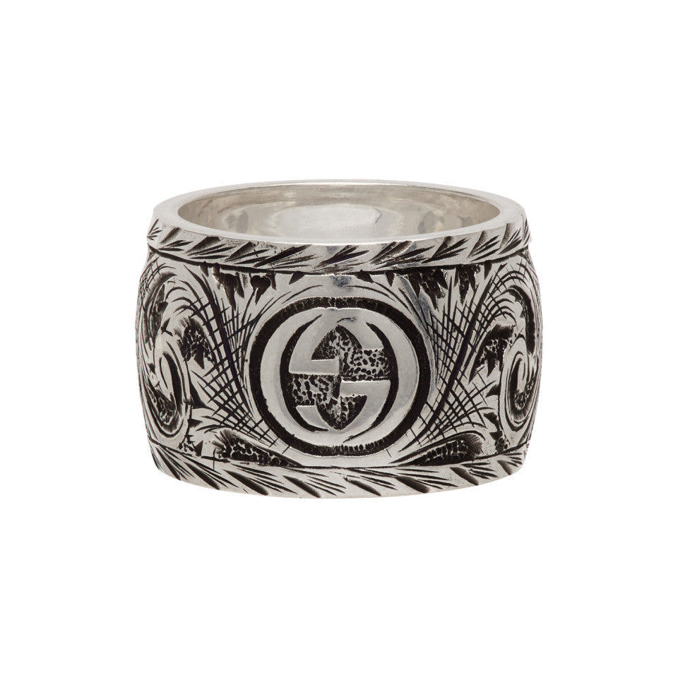 Double Gucci Feline Garden Green Ring