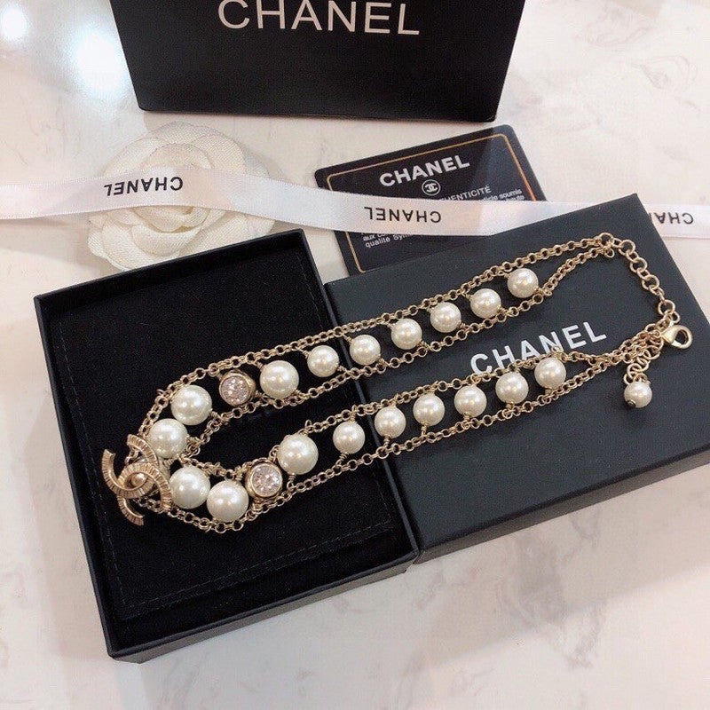 18K  Chanel Pearl Choker Chain Necklace