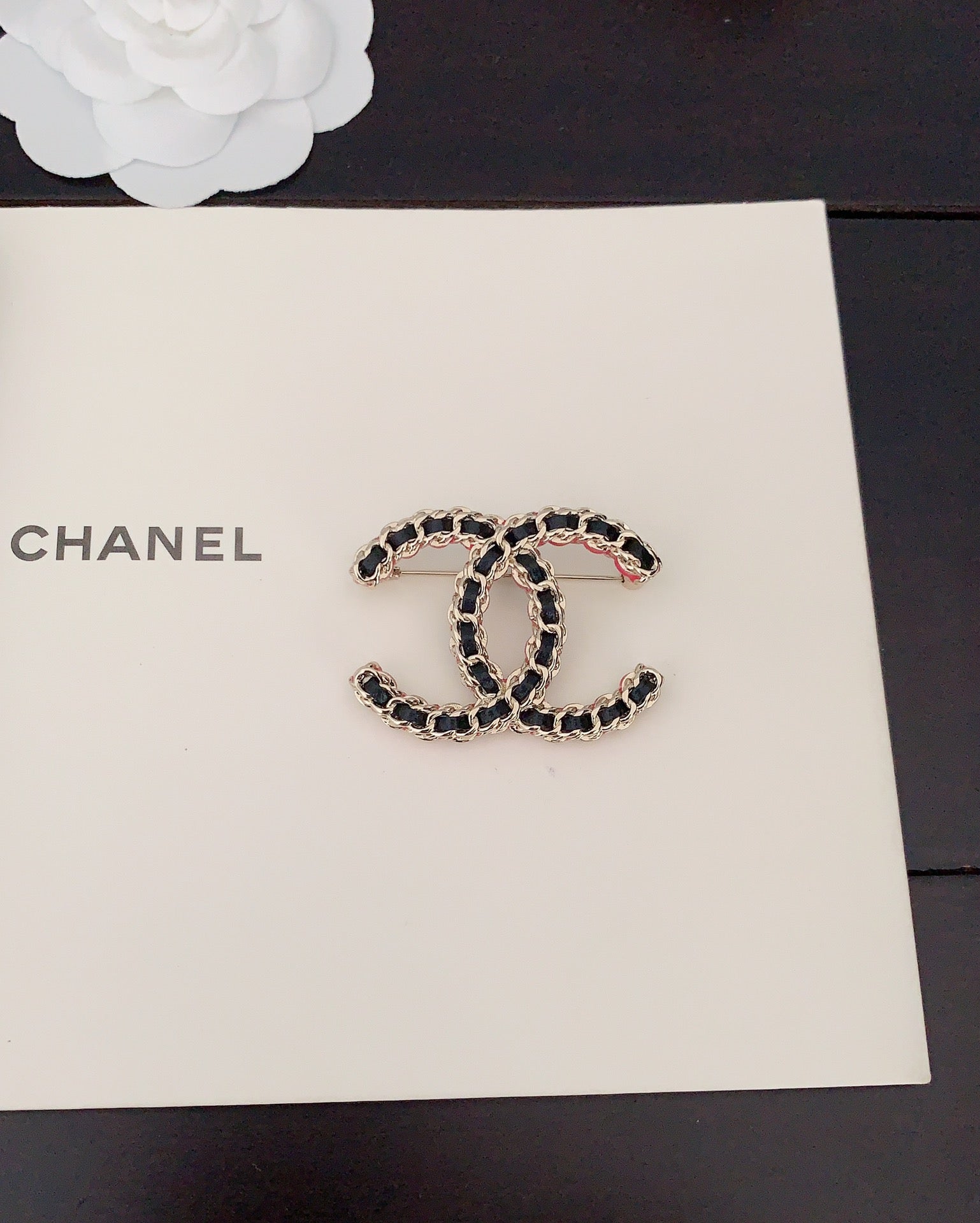 18K  Chanel Leather Pink Brooch