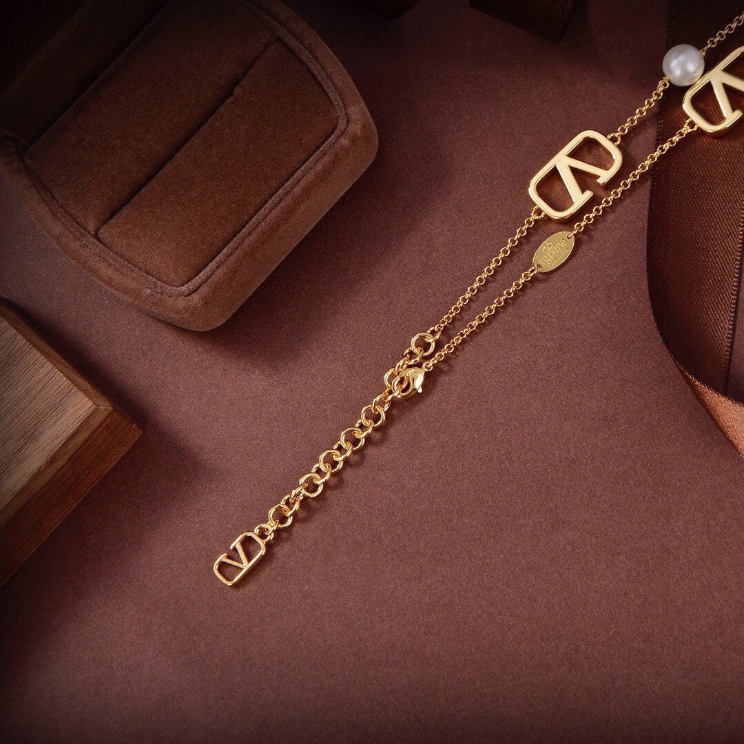 18K Valentino VLogo Necklace