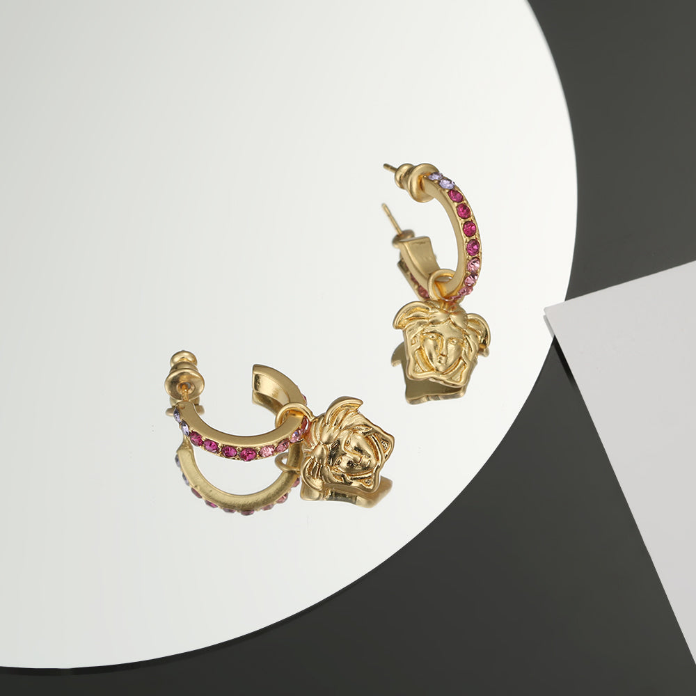 18K Ver Pink Crystals Earrings