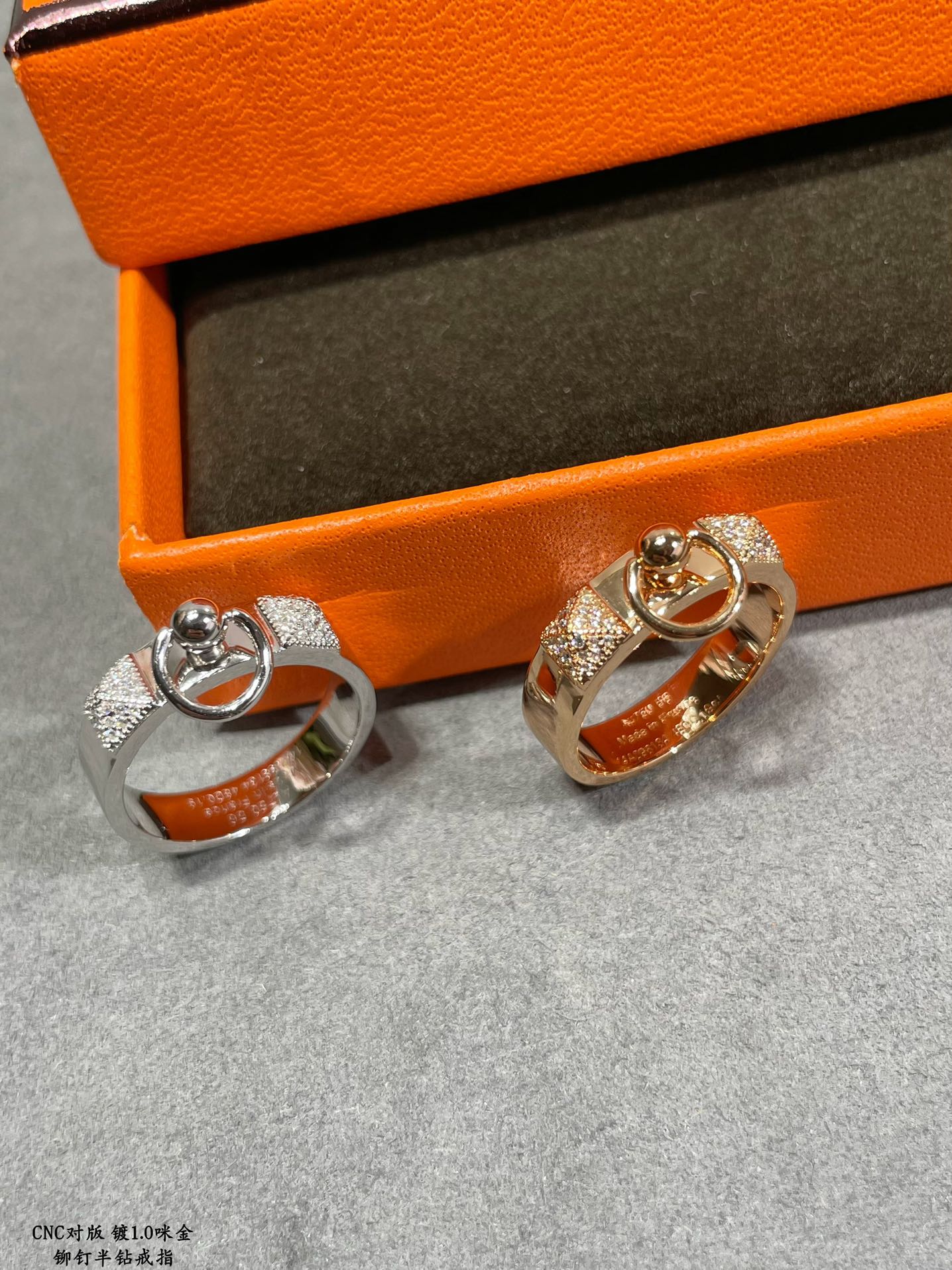 18K Collier De Chien Lock Diamonds Hermes Ring