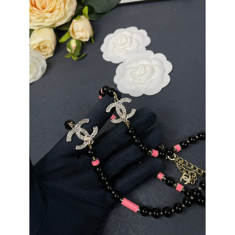 18K  Chanel 24B Black Pearls Necklace